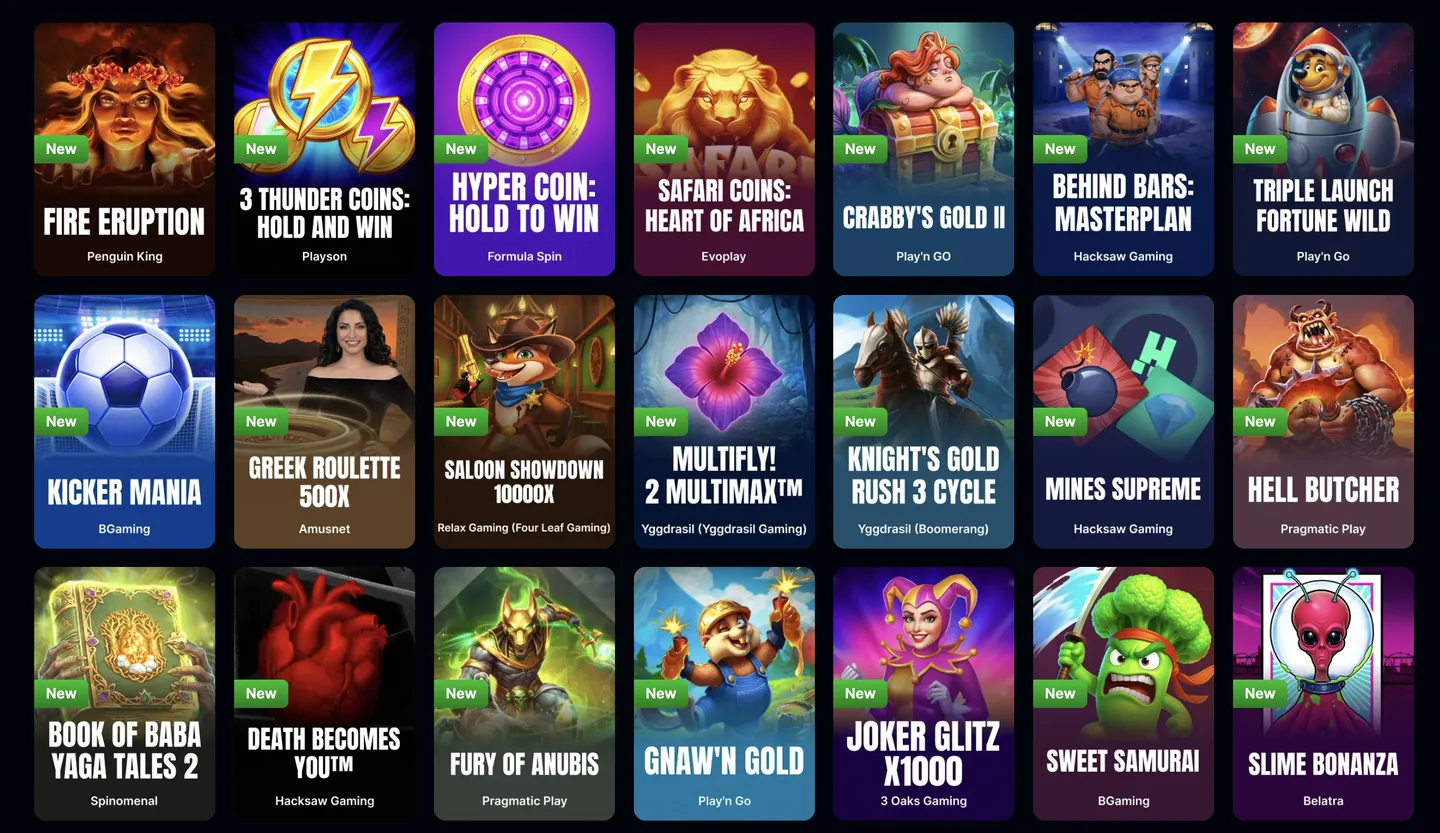 Каталог новых игровых автоматов Arkada Casino от провайдеров Pragmatic Play, Hacksaw Gaming, BGaming, Play'n GO и других